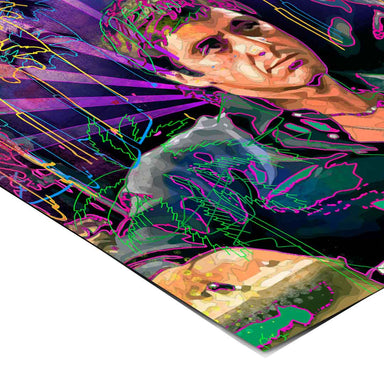 Bold, graffiti-influenced background with 80s pop art vibes to enhance the cinematic poster.