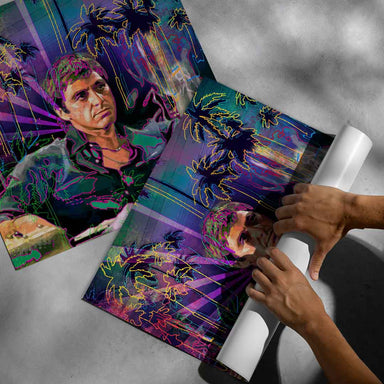 Square-format wall art showcasing a modern, urban Pop Art piece suitable for media rooms and offices.