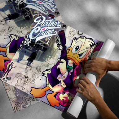 Edgy, romantic pop art poster perfect for modern interiors in a landscape format.