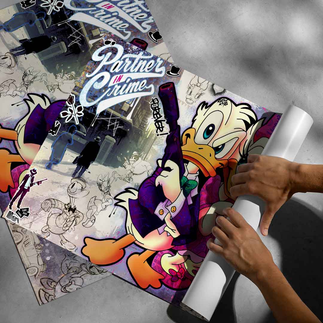 Edgy, romantic pop art poster perfect for modern interiors in a landscape format.