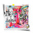 Vibrant Pop Art collage with Paulchen Pink Panther and Marilyn Monroe as Mary beside Mickey Mouse and Snoopy against a graffiti background