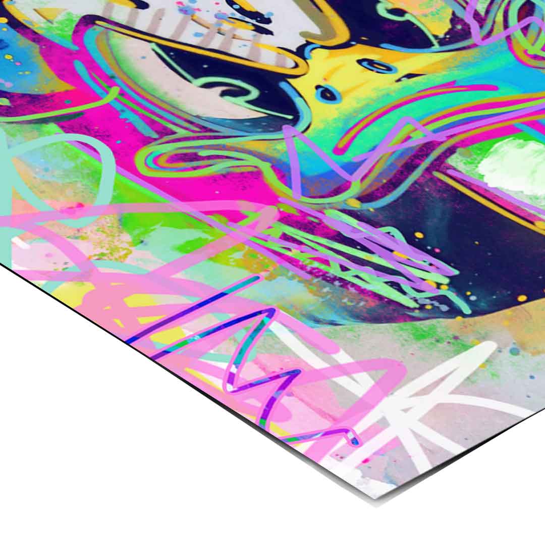 Square-format neon poster design suitable for modern kid-friendly decor.