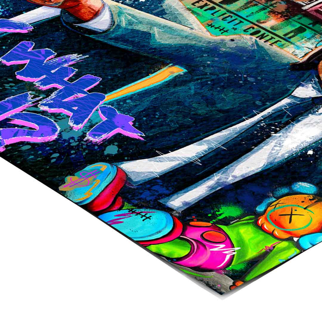 Dynamic street art poster blending movie iconography with contemporary graphic art.
