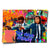 Vibrant pop art poster featuring Pulp Fiction characters Jules and Vincent in a graffiti-inspired street art style with neon pink, electric blue, and yellow.