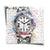 Square-format poster of a Rolex GMT-Master II in bold pop art style with graffiti tags and Louis Vuitton monogram background.
