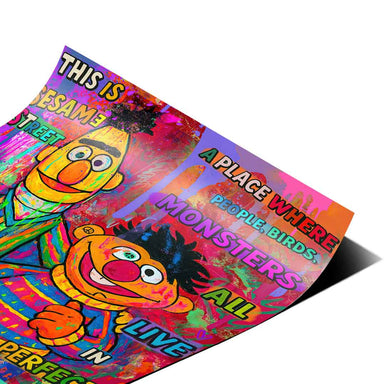 Playful Sesame Street wall art ideal for kids' rooms and play areas.