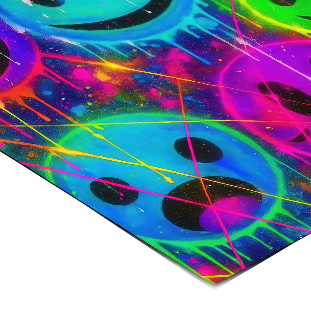 Paint drips and energetic streaks creating an urban street art vibe