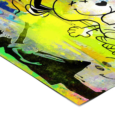 Snoopy cartoon character paired with street art elements for modern living room or bedroom decor.