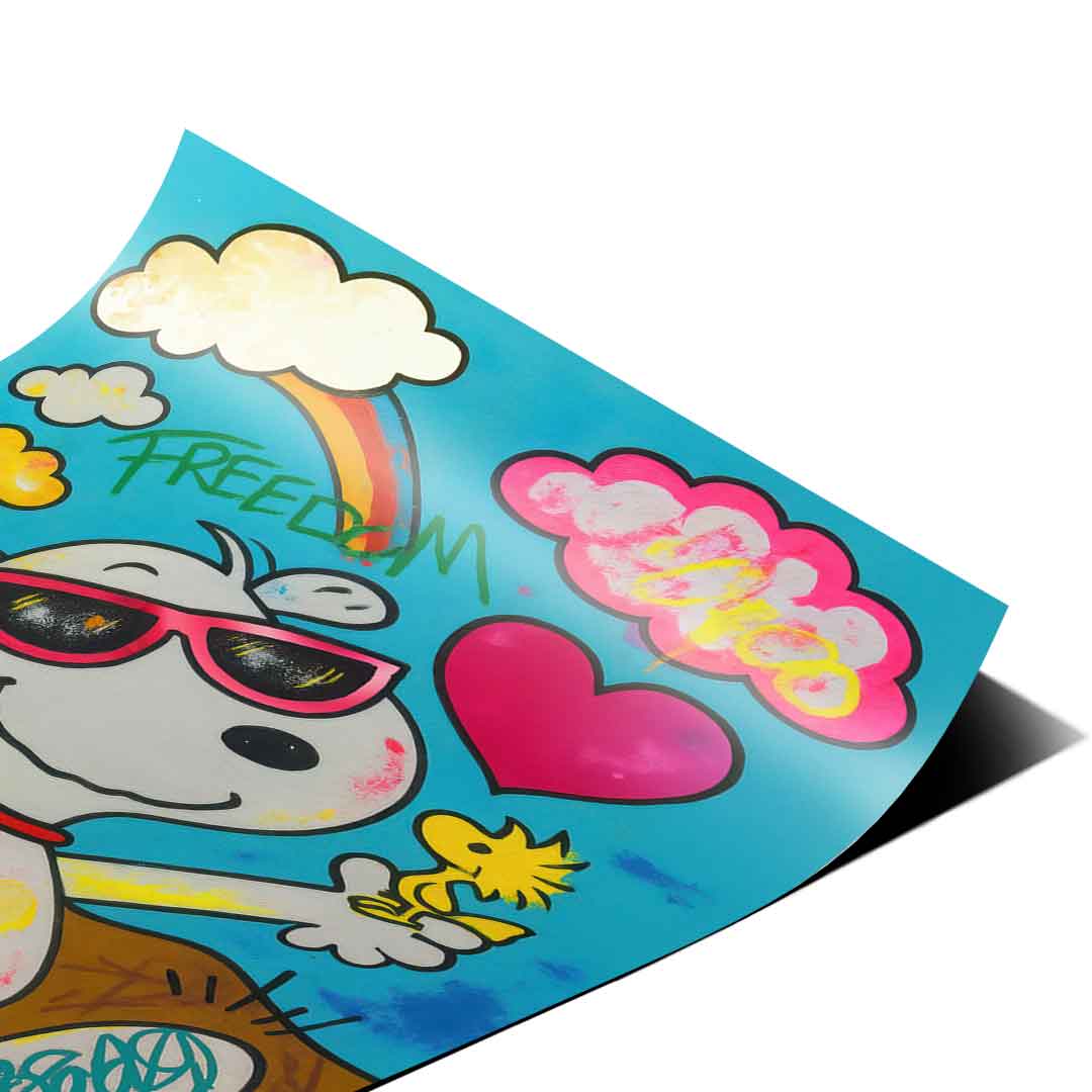 Neon pink, yellow, and multicolor paint splatters frame the energetic scene.