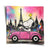 Pop art wall art featuring Snoopy driving a pink convertible through graffiti Paris