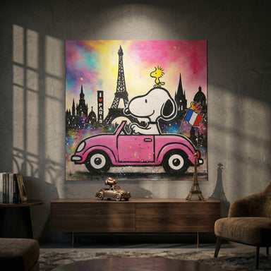 Square-format wall art blending animal and cityscape elements