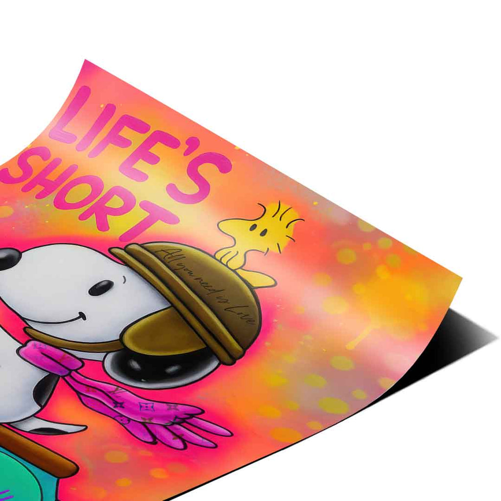 Peanuts Snoopy on a scooter as graffiti-inspired art