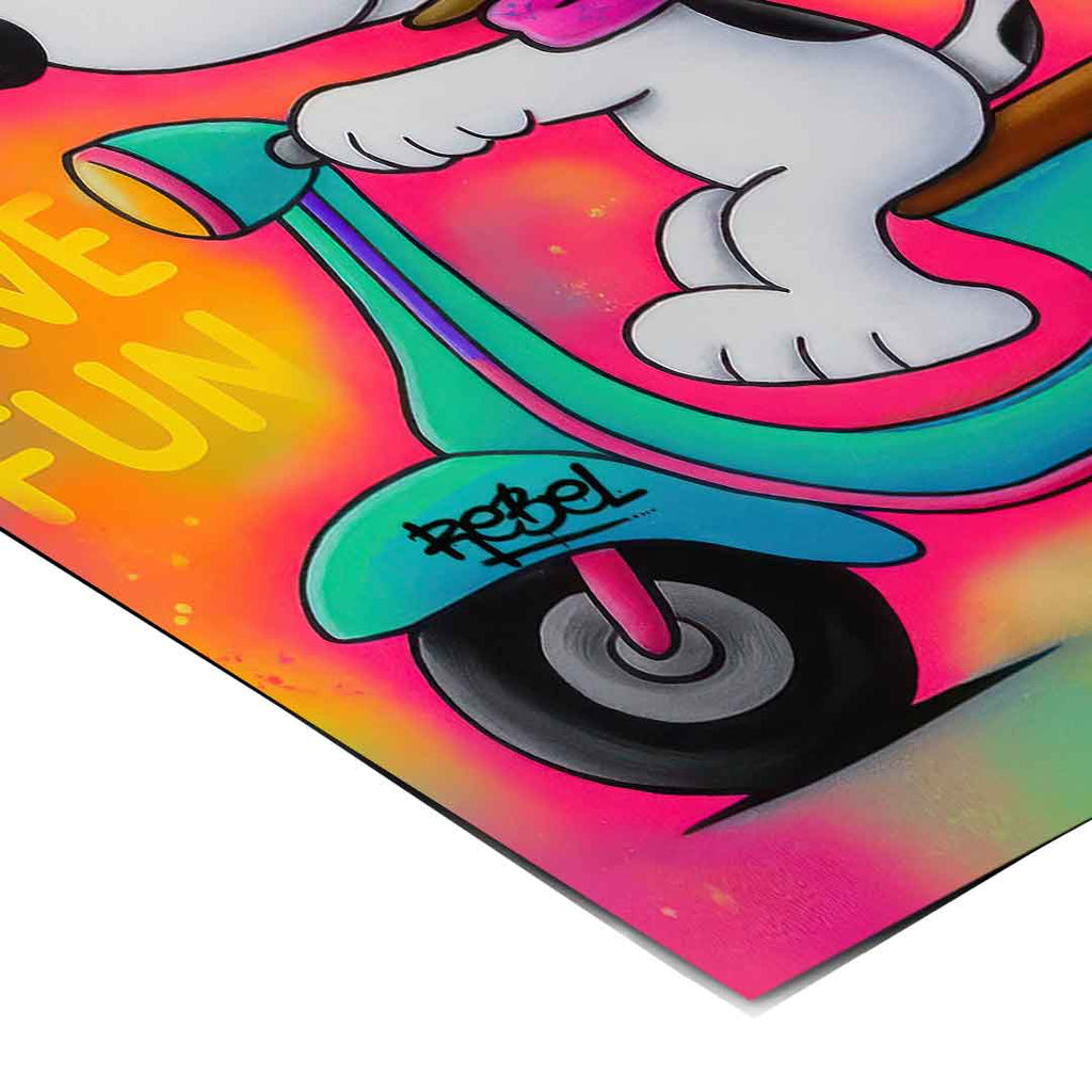 Vespa scooter illustration with pop art elements wall decor