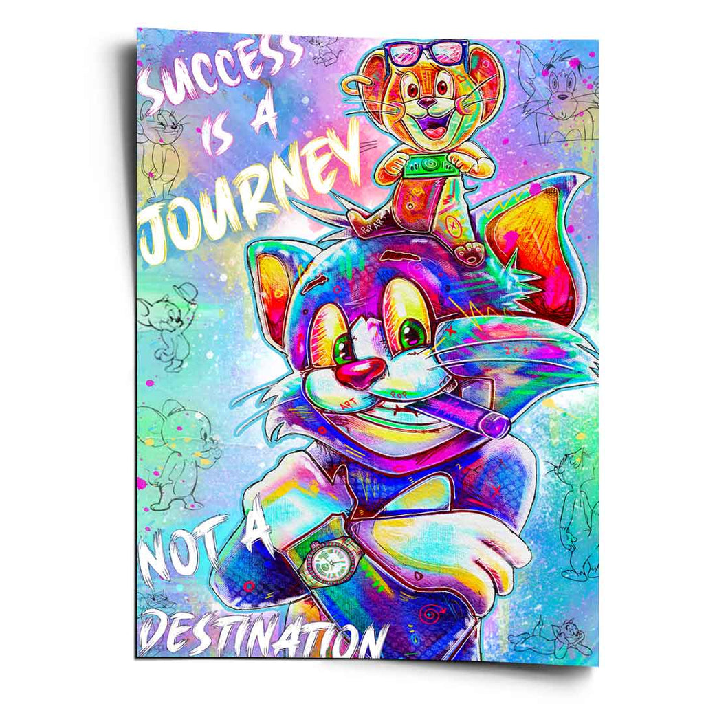 Vibrant graffiti-inspired Tom and Jerry wall art with neon color splashes