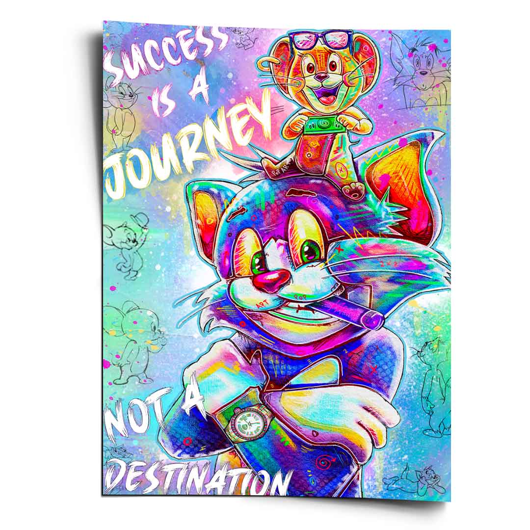 Vibrant graffiti-inspired Tom and Jerry wall art with neon color splashes