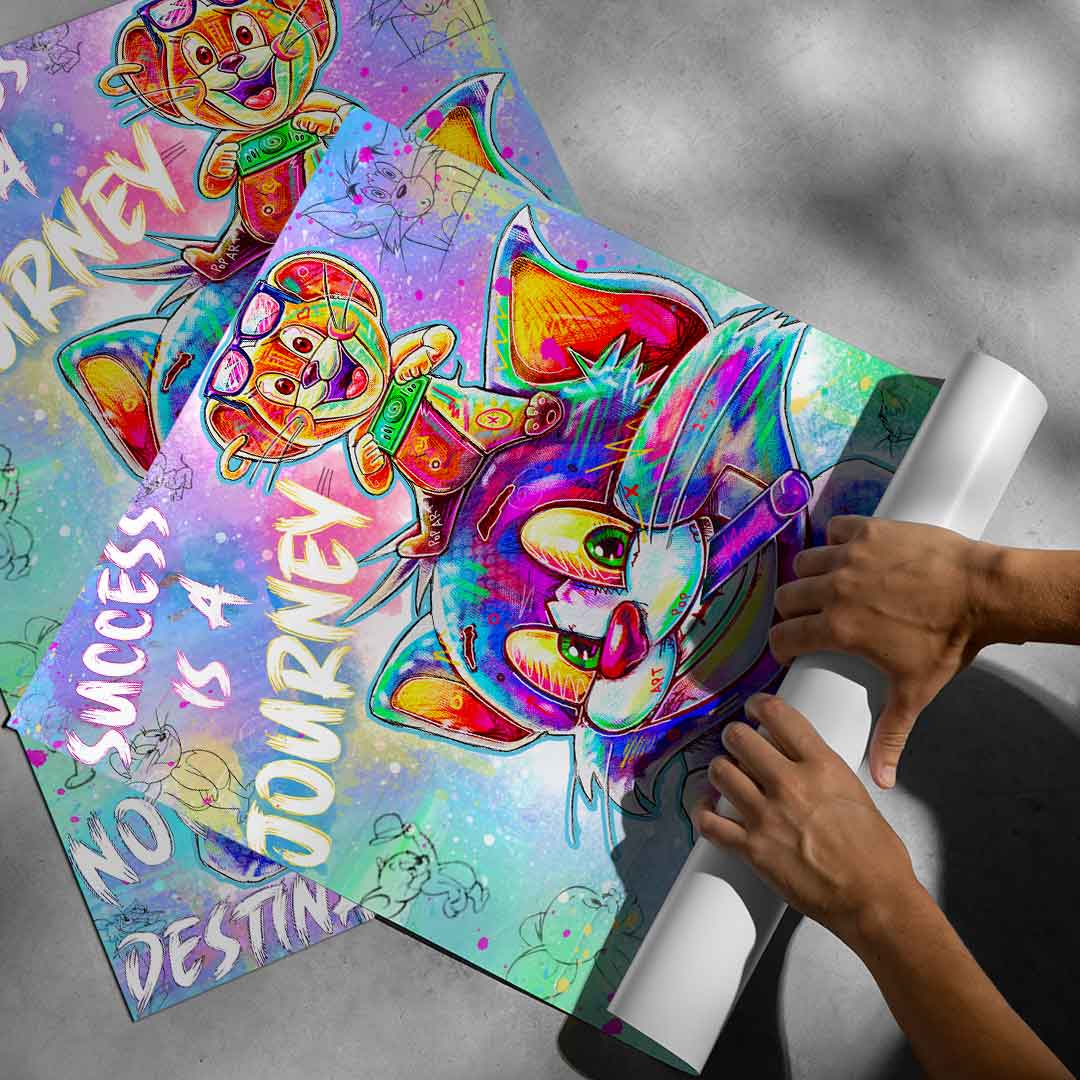 Energetic street-art style wall print suitable for kids' rooms and modern interiors