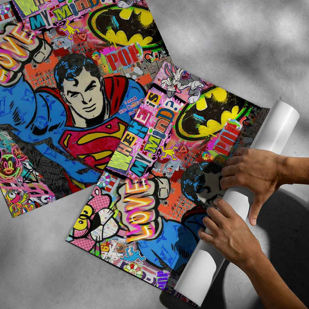 Urban contemporary wall art suitable for game rooms, living rooms, or offices