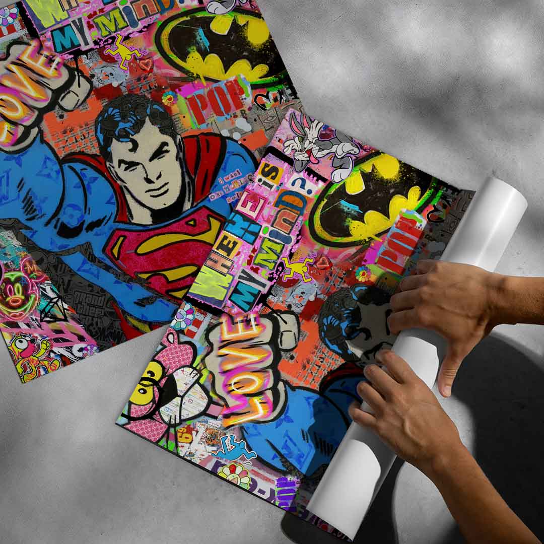 Urban contemporary wall art suitable for game rooms, living rooms, or offices