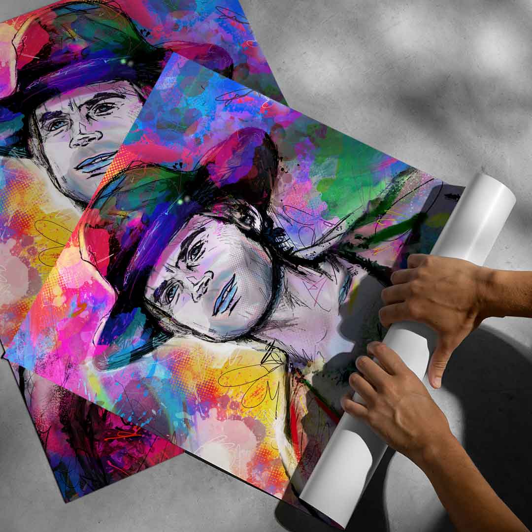 Striking wall art print suitable for modern living spaces and creative studios.