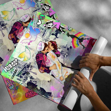 War's End: Pop Graffiti Kiss in Times Square Wall Art - Image 5