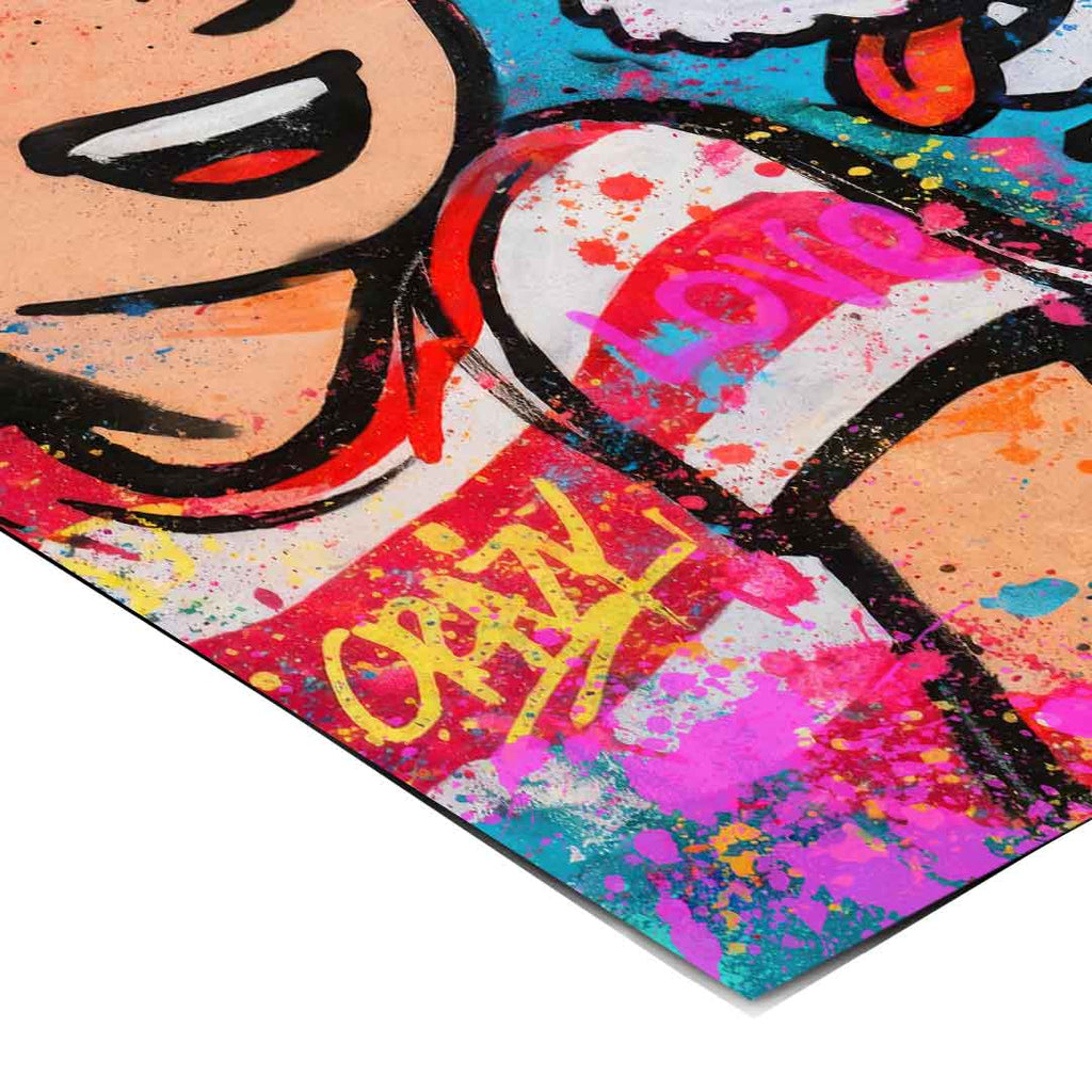Contemporary pop art wall art suitable for kids' rooms and eclectic decor.