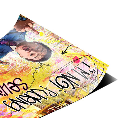 Urban pop art wall art with movie-inspired imagery and bright, city-like graffiti aesthetics