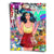 Vibrant Wonder Woman pop art portrait with peace-sign gesture in neon graffiti background.