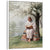 Jesus Christ reading a book labeled God while seated on a stack of books beneath a white-blossomed tree