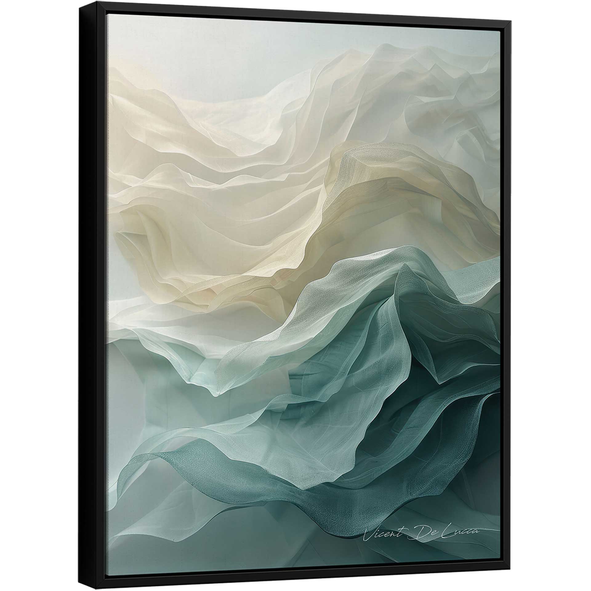 Portrait-oriented Breeze in Motion painting with flowing, layered abstract forms
