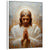 Religious wall art depicting Jesus in prayer with a glowing halo and textured impasto brushwork.