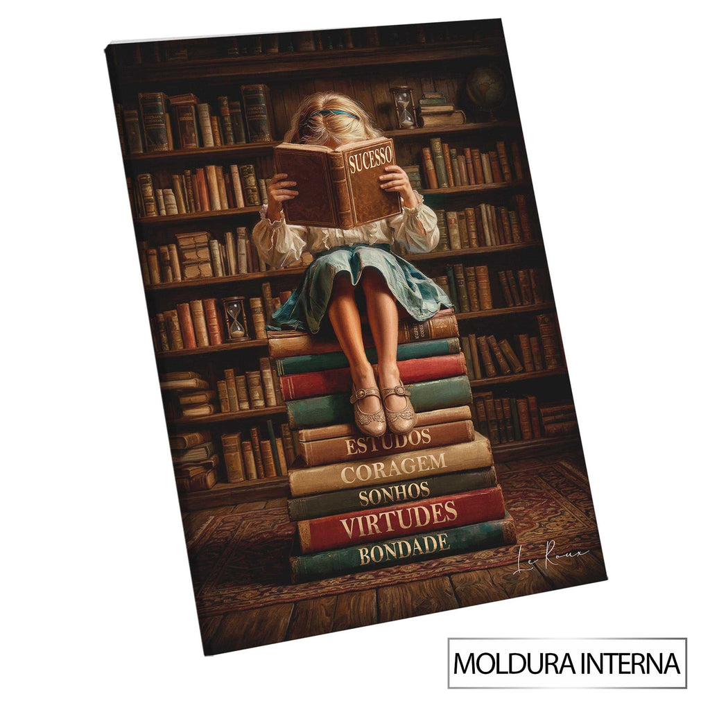 Educational themes of learning and personal growth through artful library imagery.