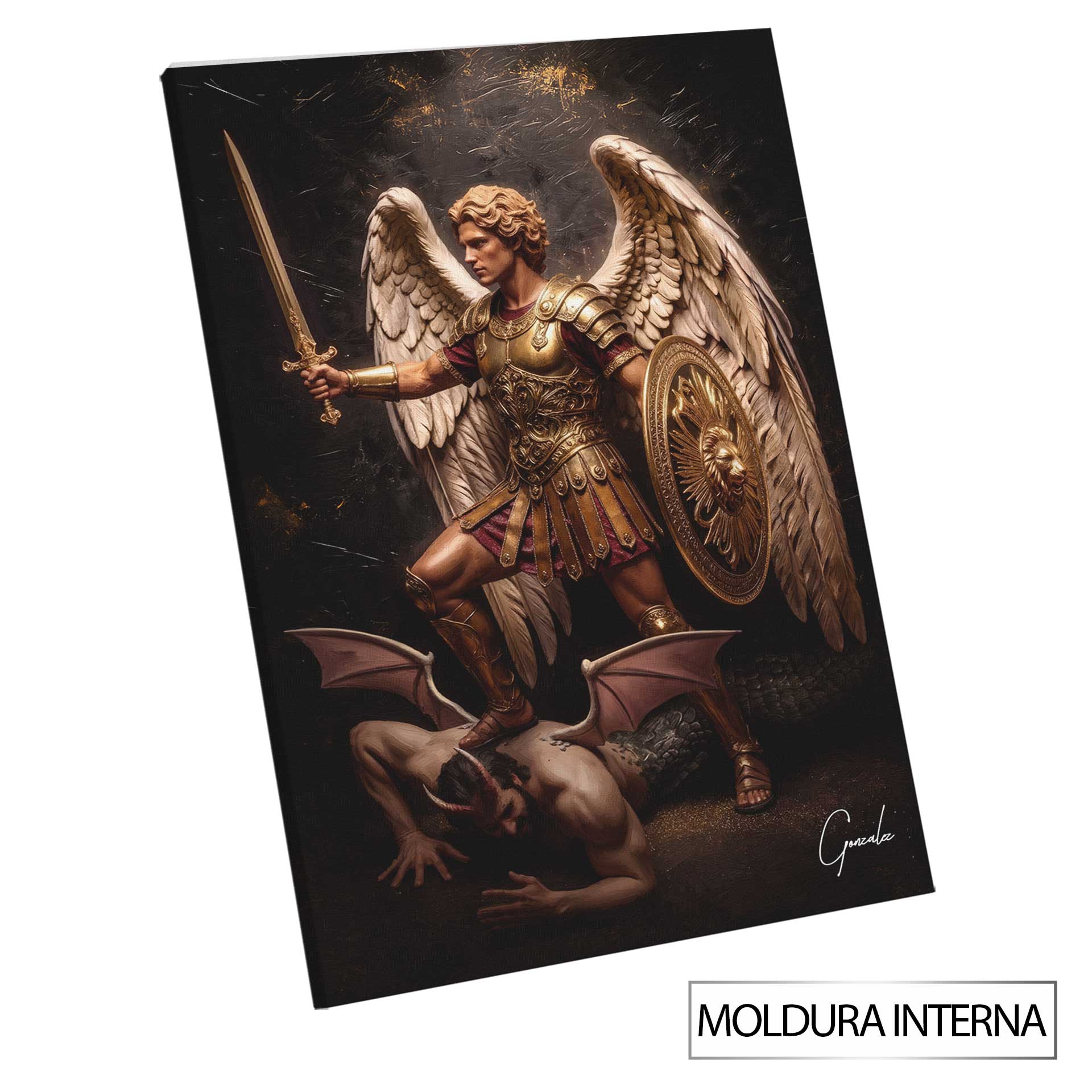 Golden Saint Michael Painting - Archangel Michael in Golden Armor - Image 8