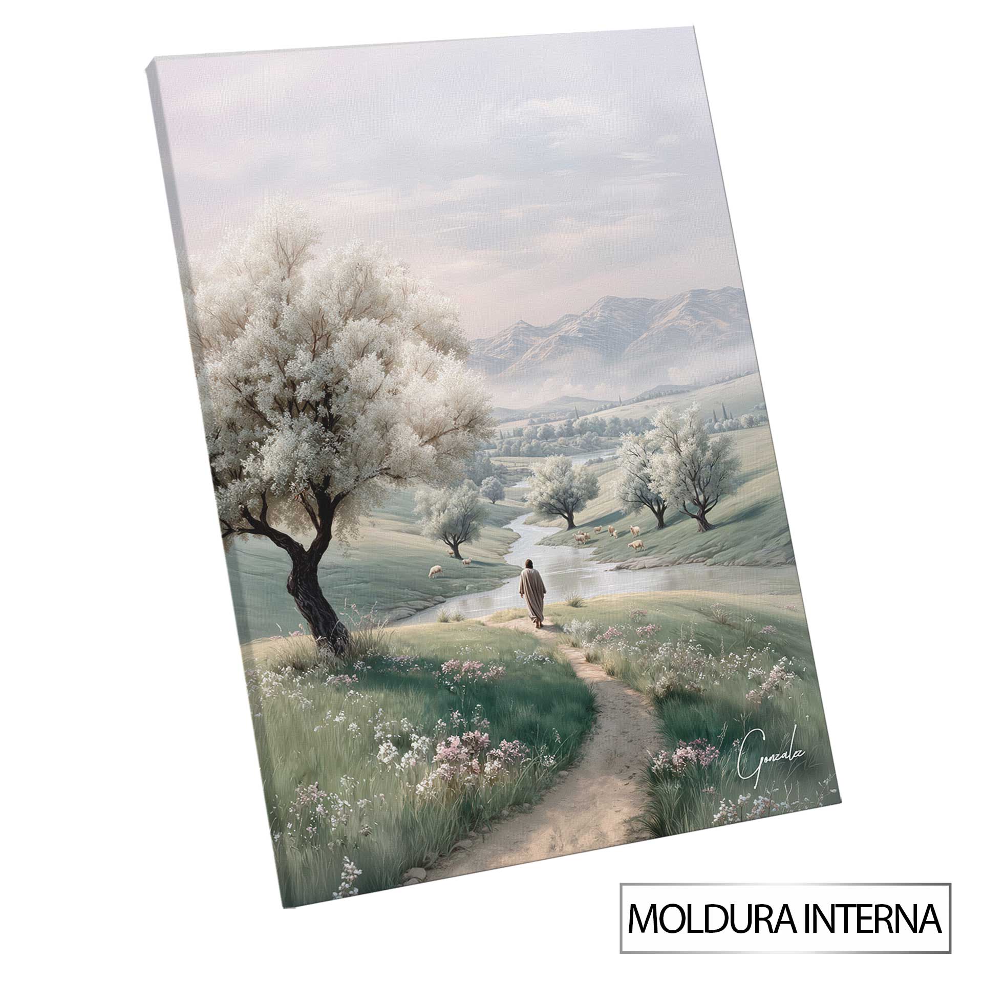 Pastoral scene conveying calm, faith, and natural beauty