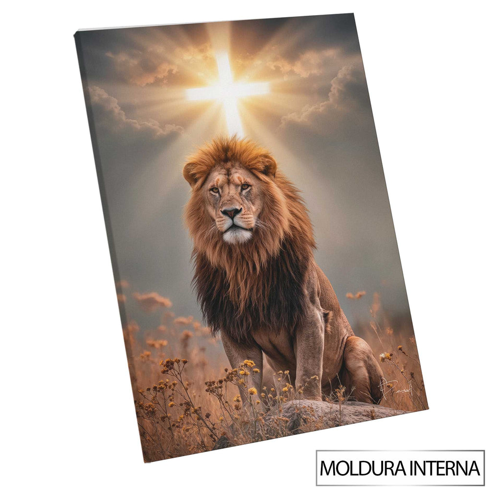 The Light of Royalty: Regal Lion with Cross Wall Art - Image 8