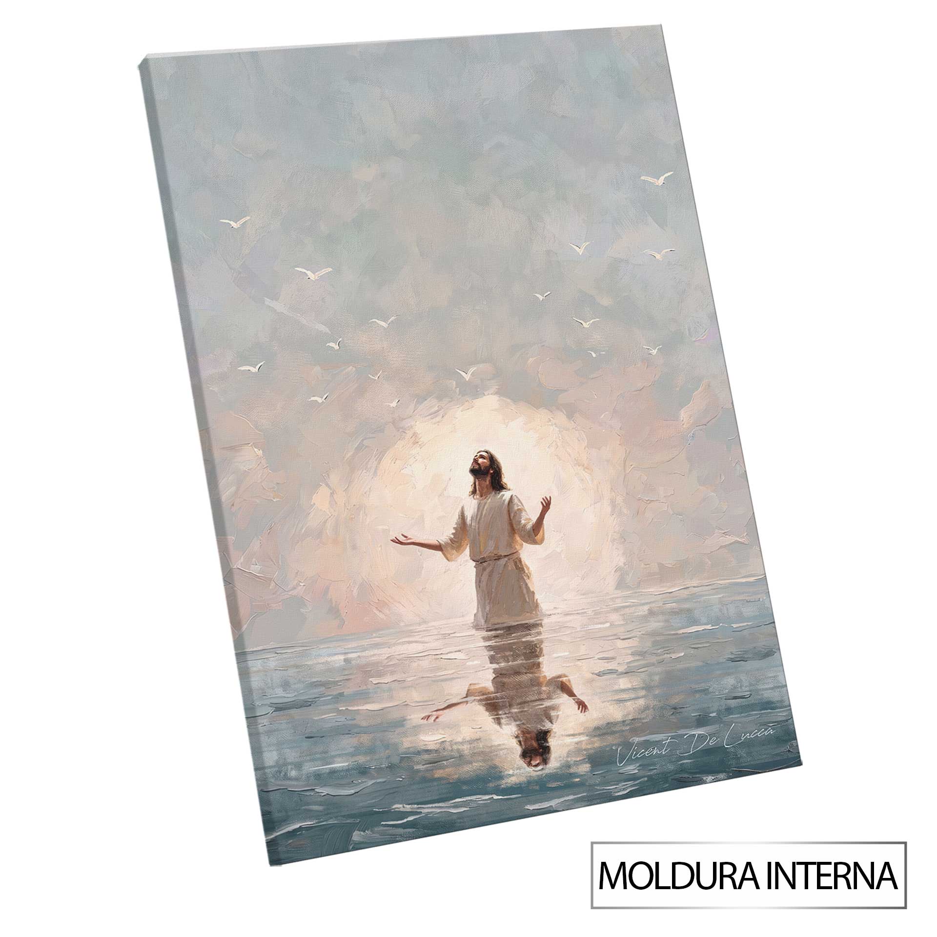 Calm spiritual wall art featuring water, light, and reflections.