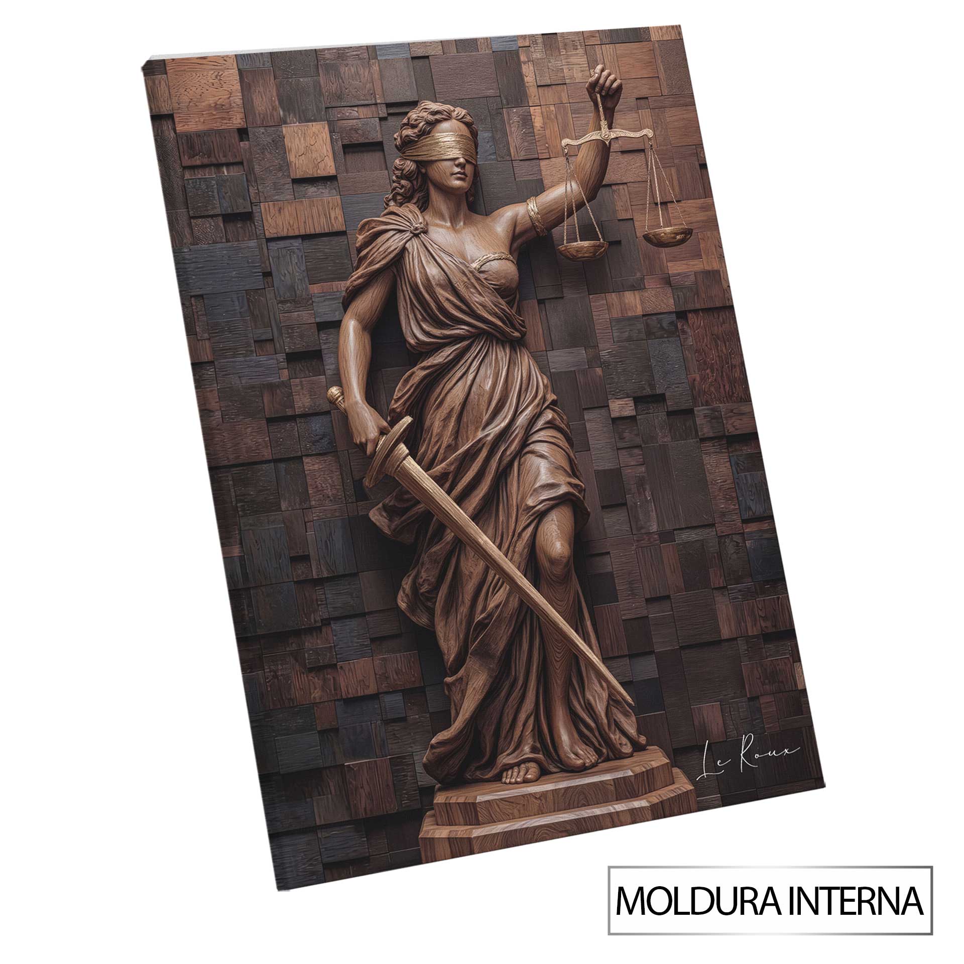 Wooden Goddess of Justice Wall Art - Lady Justice in Warm Wood Tones - Image 8