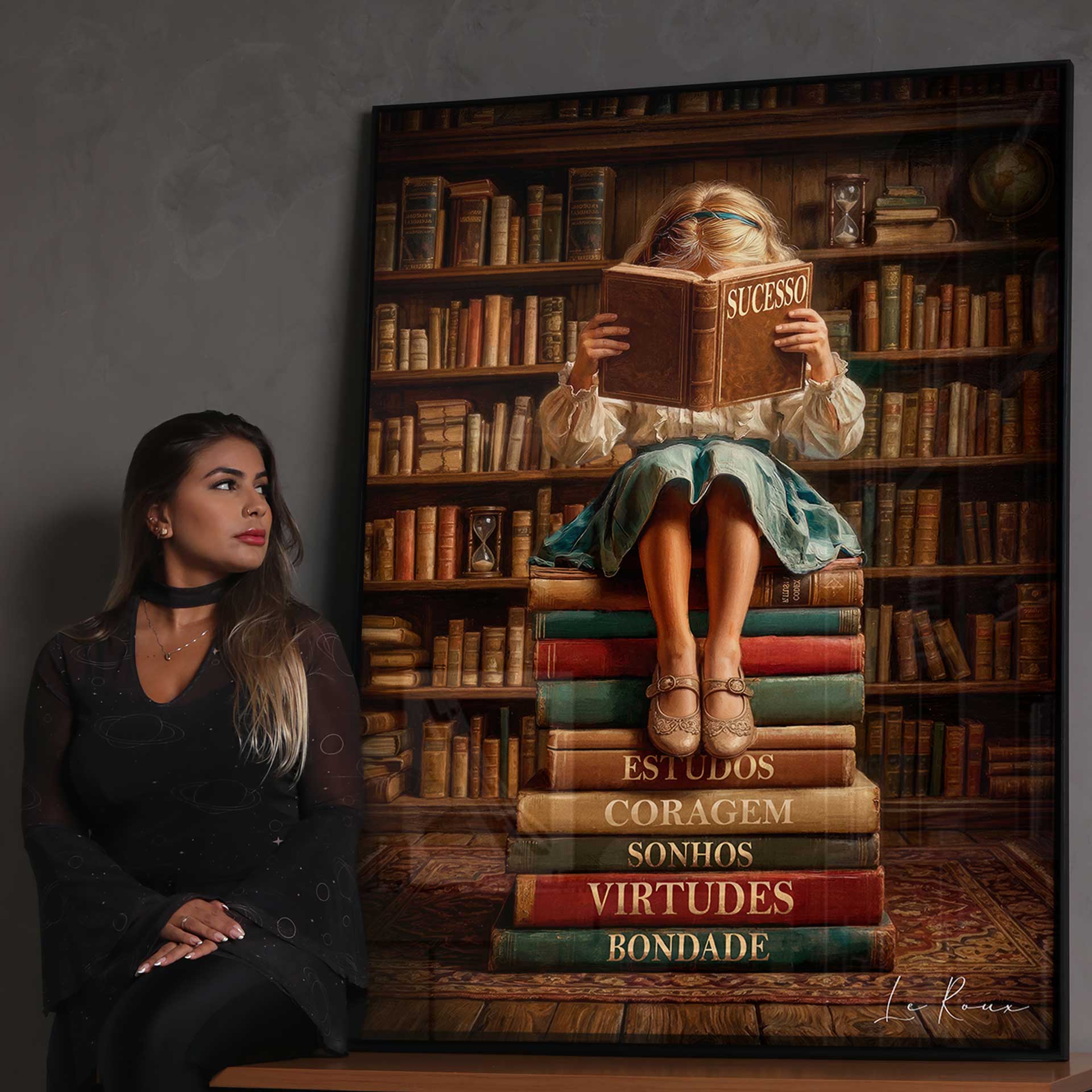 Classic academic-inspired scene perfect for study rooms or children's spaces.