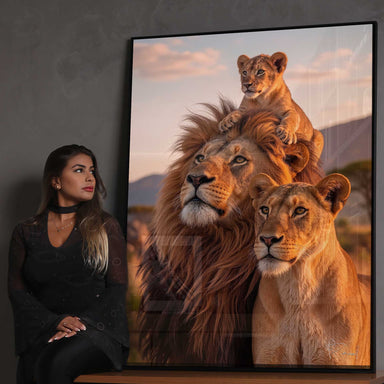 Living room decor idea: safari-themed wall art with a majestic lion family