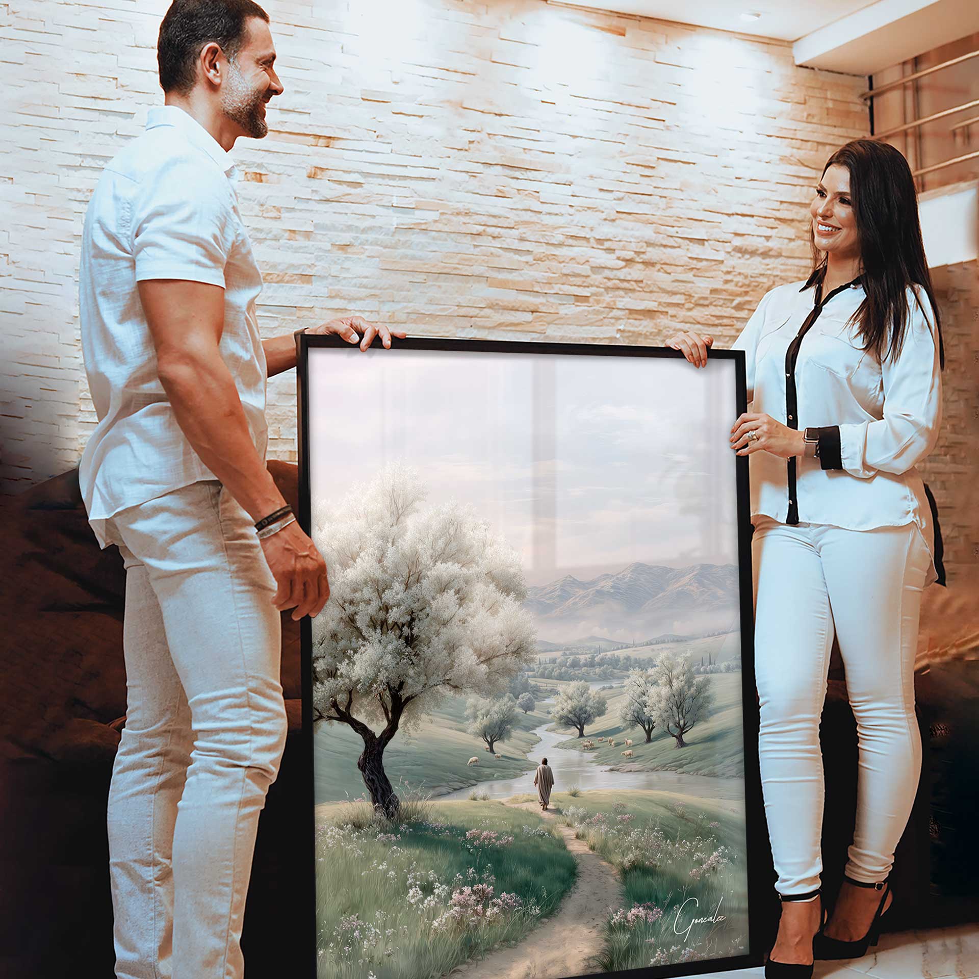 Classic religious landscape art emphasizing serenity and hope