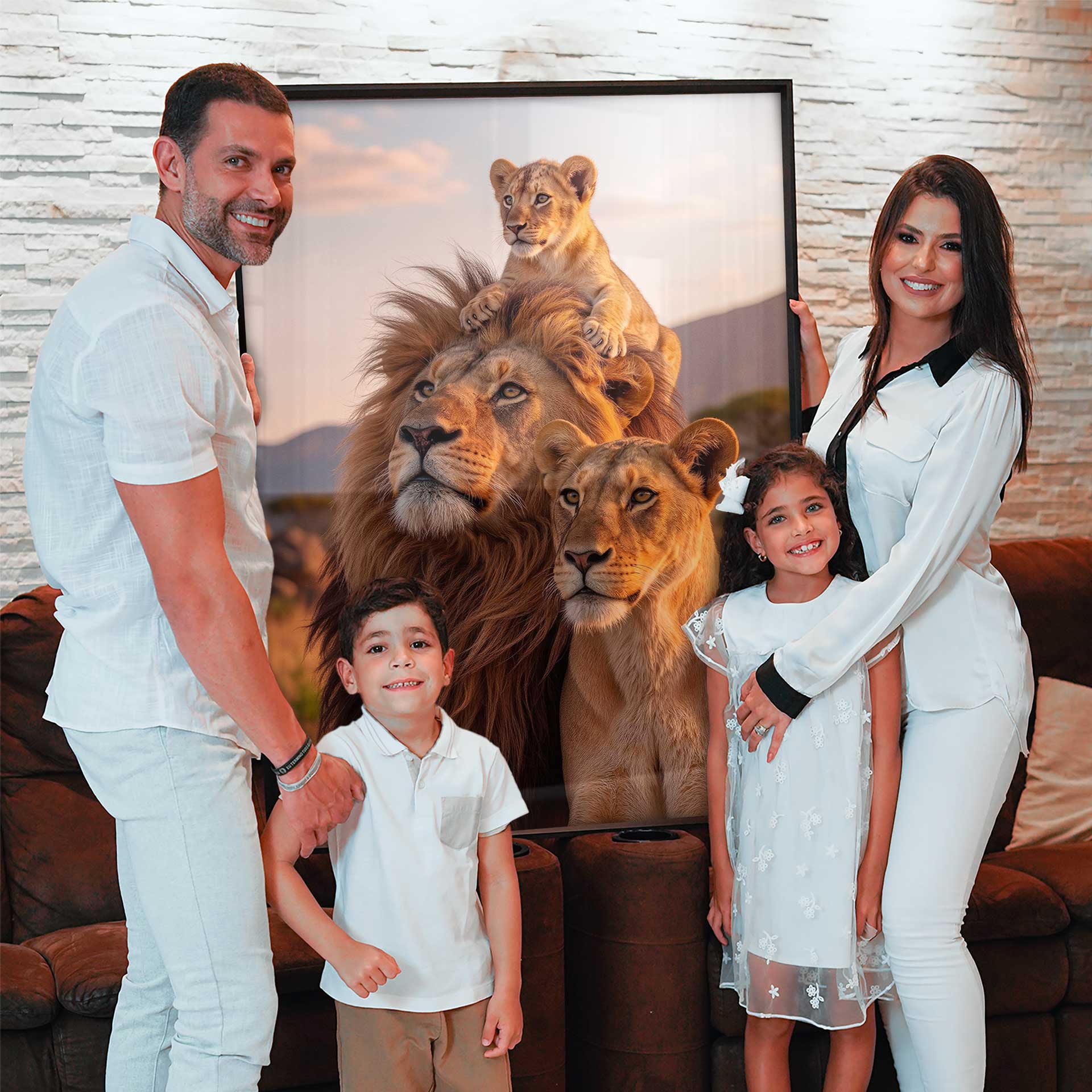 Detailed wildlife wall art emphasizing expressive faces and lifelike fur in amber and golden tones