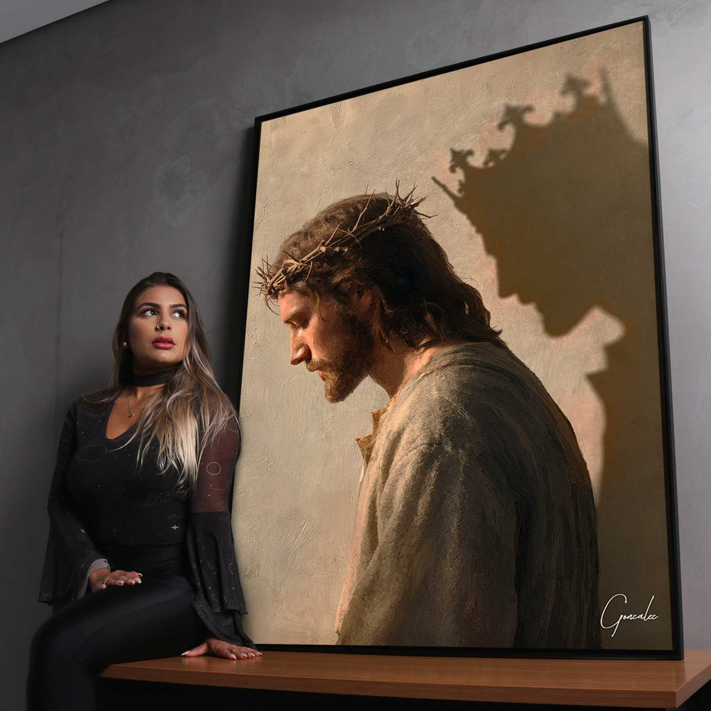 Timeless spiritual wall art featuring Jesus in warm browns and beiges.