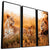 Three-panel wall art featuring a resting lioness in sunlit savanna, panel 1.