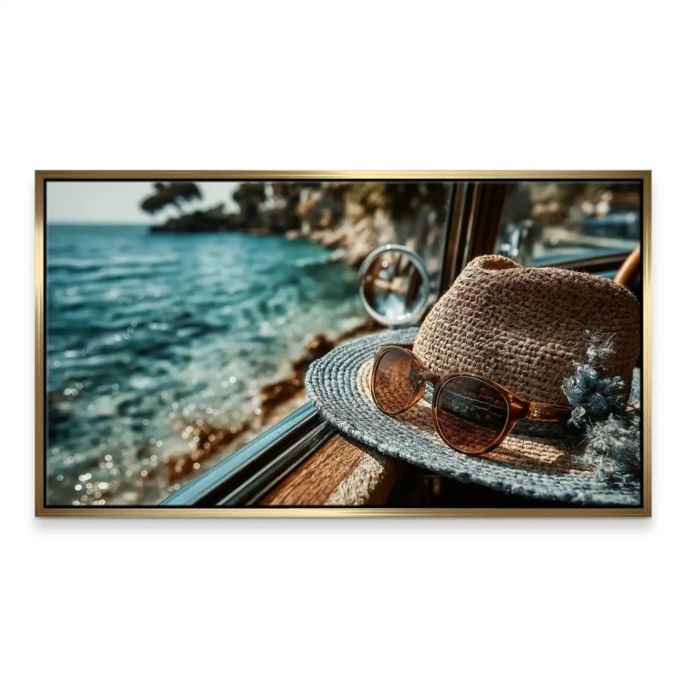 Relaxed summer mood coastal wall art featuring travel-inspired elements.