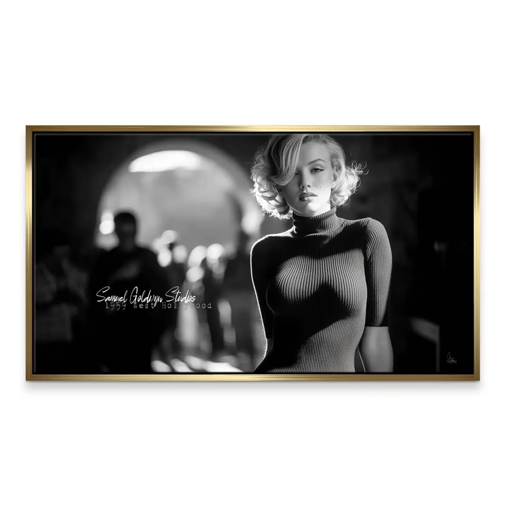 Movie-era wall art in black and white suitable for living rooms or bedrooms