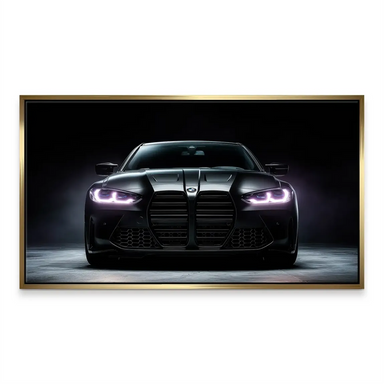 Car artwork with moody glow and atmospheric effects around BMW M4