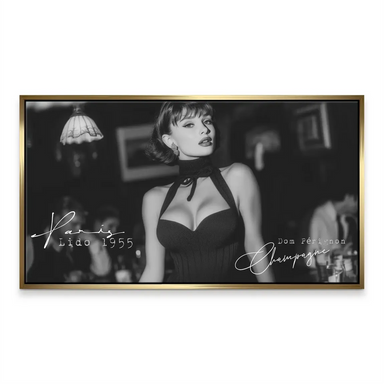 Classic mid-century style wall art featuring a black-and-white Audrey Hepburn portrait.