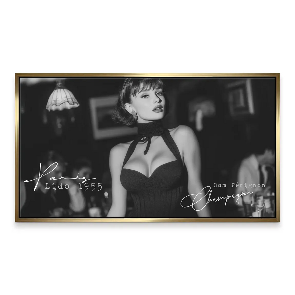 Classic mid-century style wall art featuring a black-and-white Audrey Hepburn portrait.