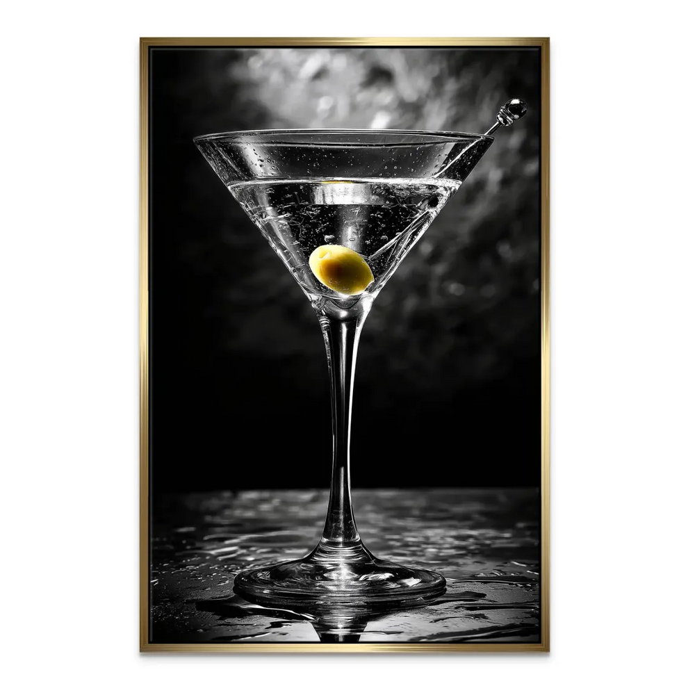 Reflections on the glossy surface surrounding the martini glass
