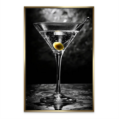 Reflections on the glossy surface surrounding the martini glass