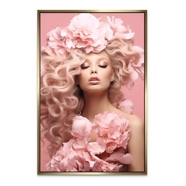 Soft pink floral portrait wall art suitable for bedrooms and dressing rooms